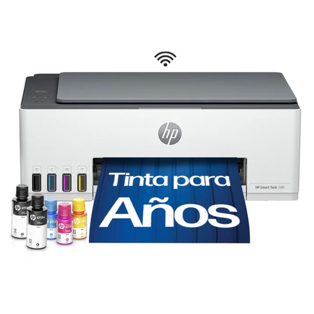 Impresora Todo-en-Uno HP Smart Tank 580 Multifuncional Inalambrico
