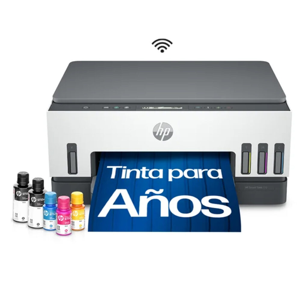 Impresora HP Smart Tank 720 Multifuncional WiFi Dúplex Automático Tanque de Tinta