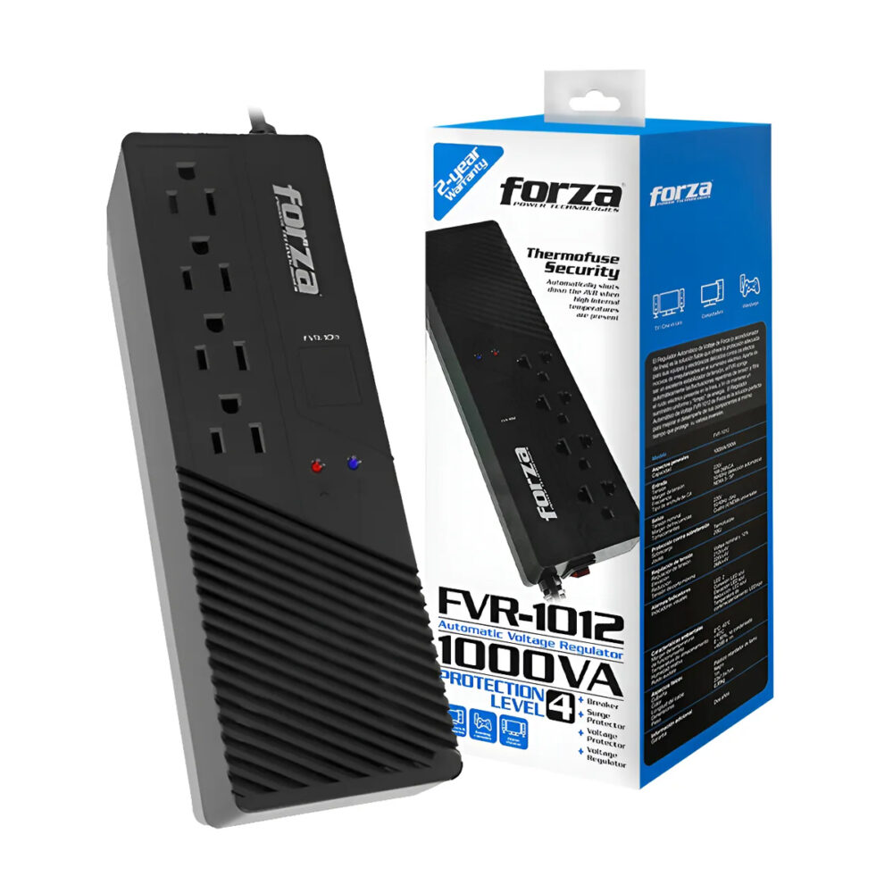 Estabilizador Forza Fvr-1012 1000Va 500W 220V Protección Eléctrica Segura