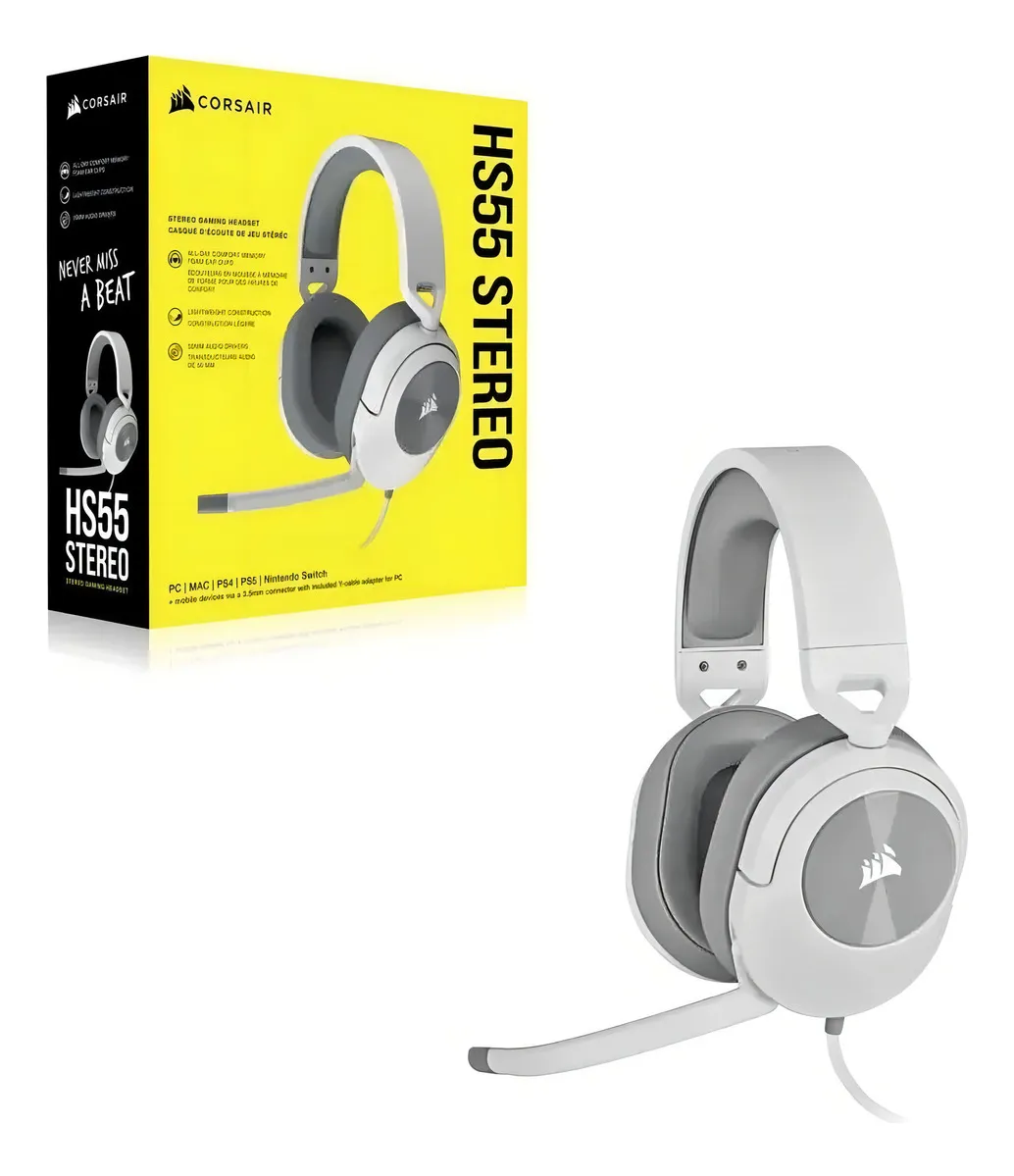 Auriculares Corsair Hs55 Stereo (Ca-9011261-Na) Color Blanco