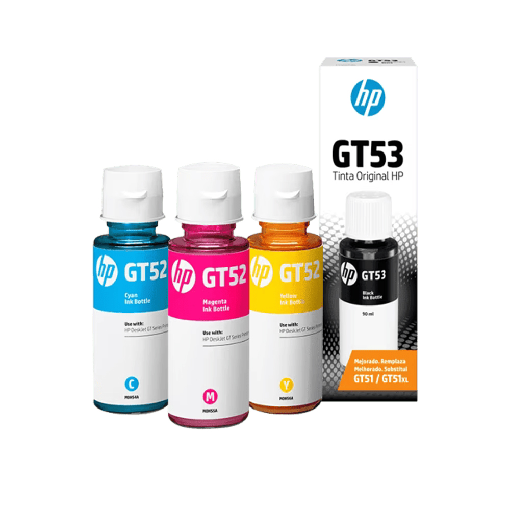 Pack Tinta Hp Gt52 Gt53 Kit Negro Cyan Amarillo Magenta