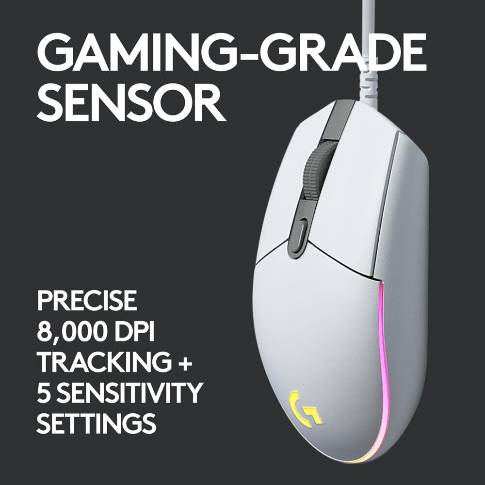 Mouse Logitech G203 Lightsync Optical 8000 Dpi Rgb White (910-005791) - Imagen 4