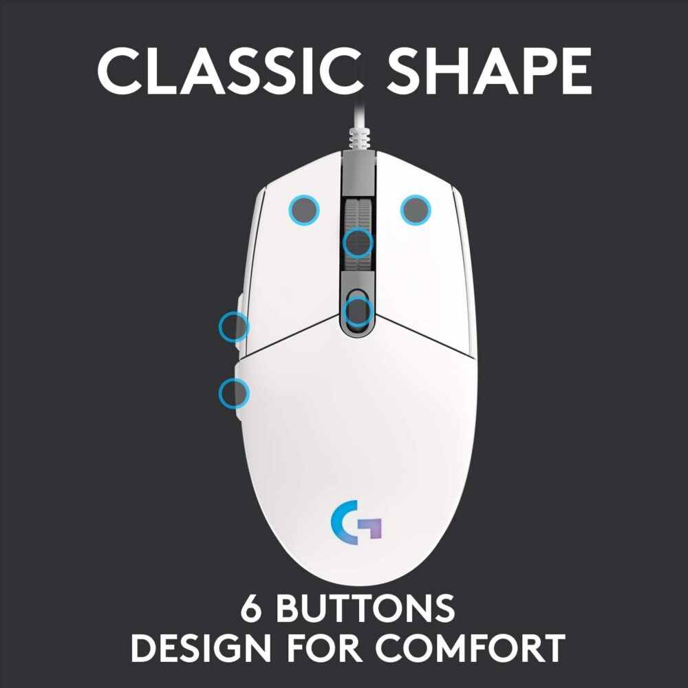 Mouse Logitech G203 Lightsync Optical 8000 Dpi Rgb White (910-005791) - Imagen 2
