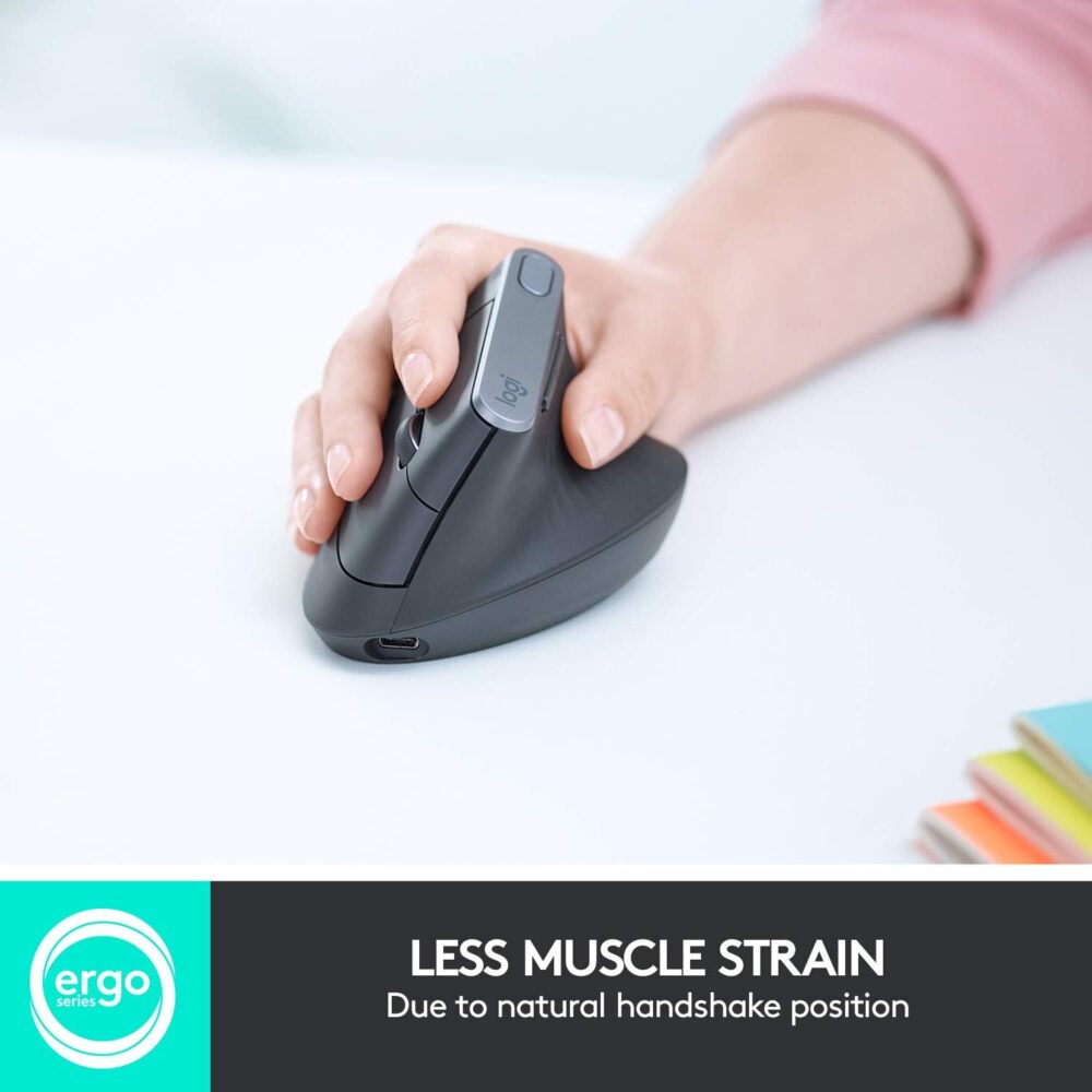 Mouse Logitech Mx Vertical Wireless/Bt Black (910-005447) - Imagen 2