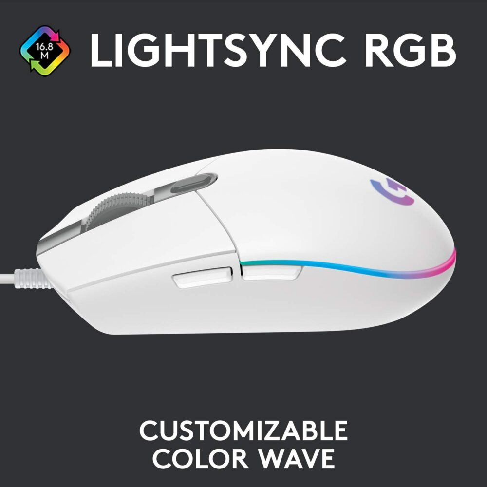 Mouse Logitech G203 Lightsync Optical 8000 Dpi Rgb White (910-005791) - Imagen 5