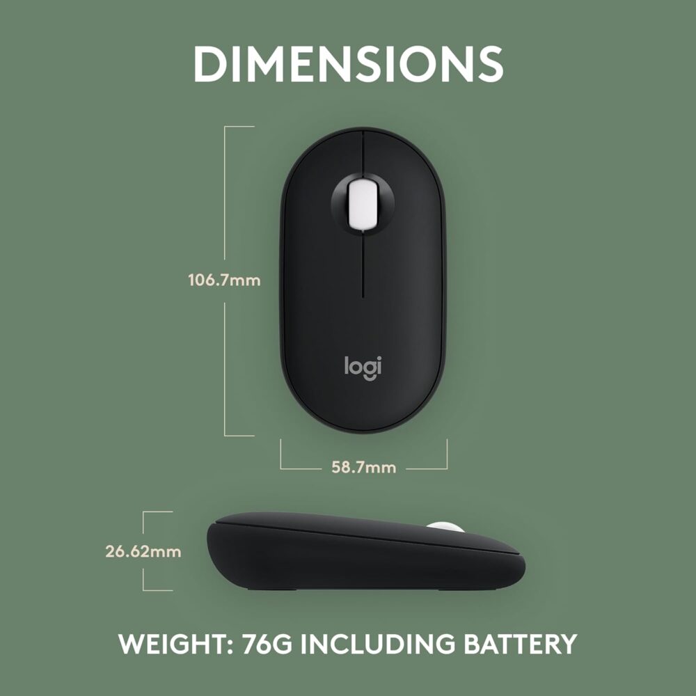 Mouse Logitech Pebble Mouse 2 M350s — Wireless Bluetooth / USB | Tonal Graphite (LAT) - Imagen 4
