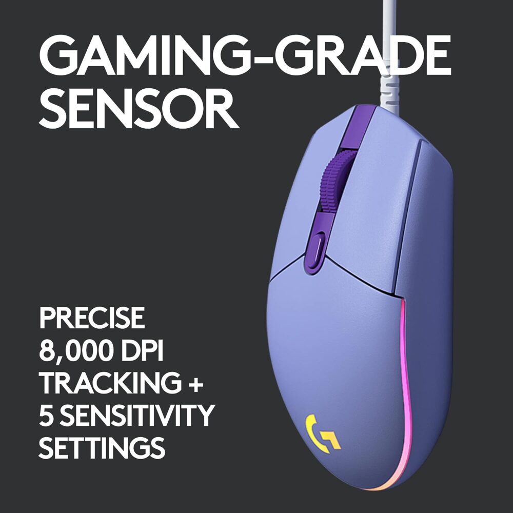 Mouse Logitech G203 Lightsync Optical 8000 Dpi Rgb Lila (910-005851) - Imagen 3