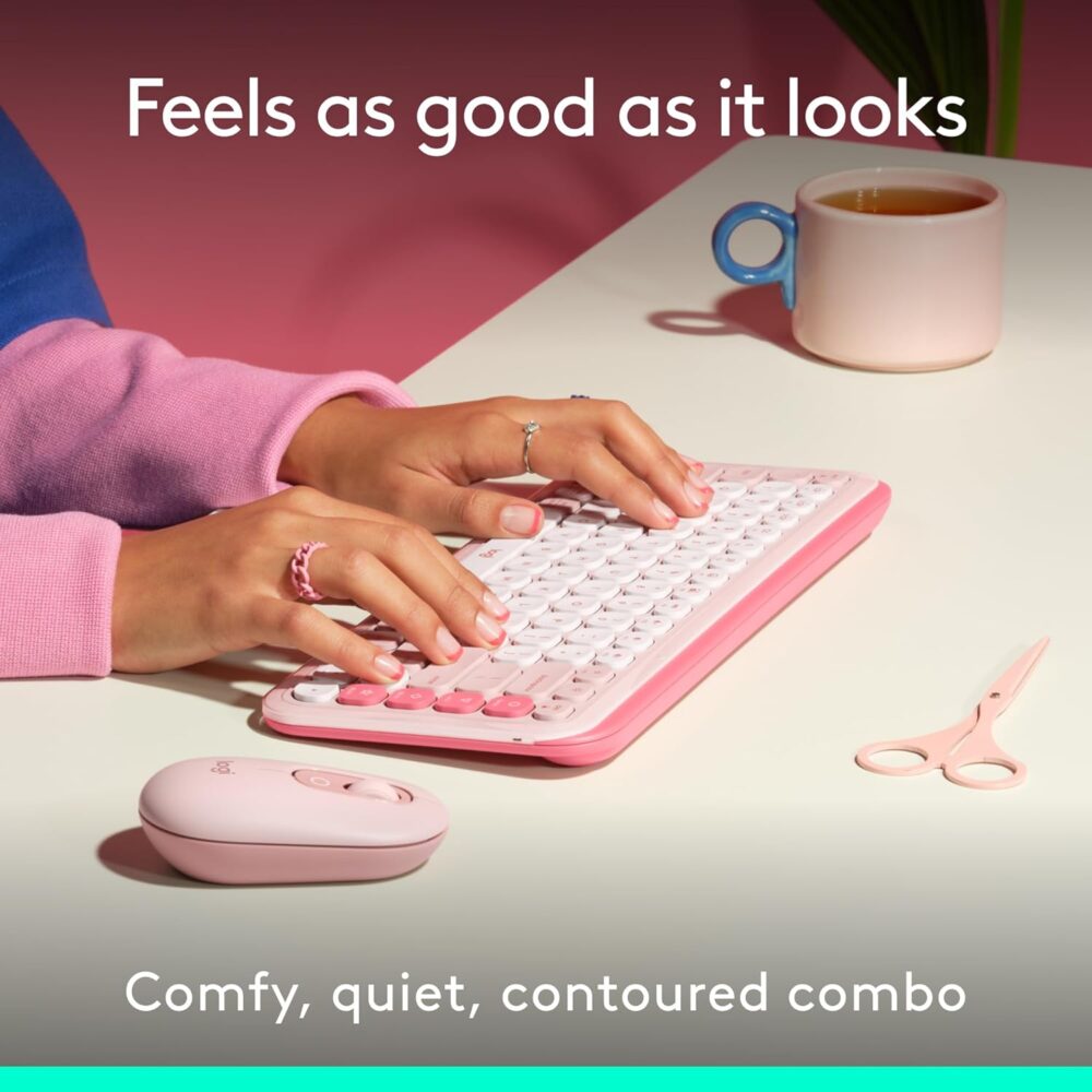 Teclado + Mouse Logitech POP ICON COMBO Rose - Imagen 7