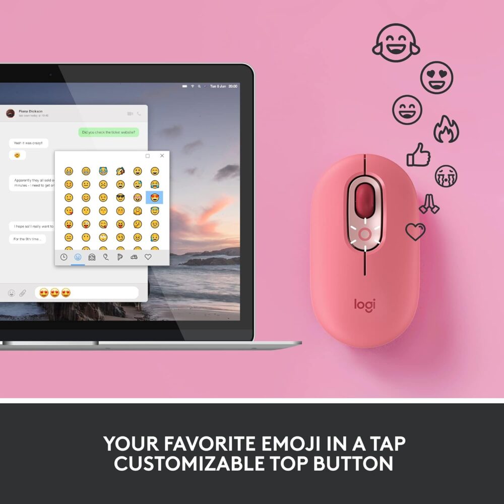 Mouse Logitech Pop Bluetooth Coral Rose (910-006545) - Imagen 3
