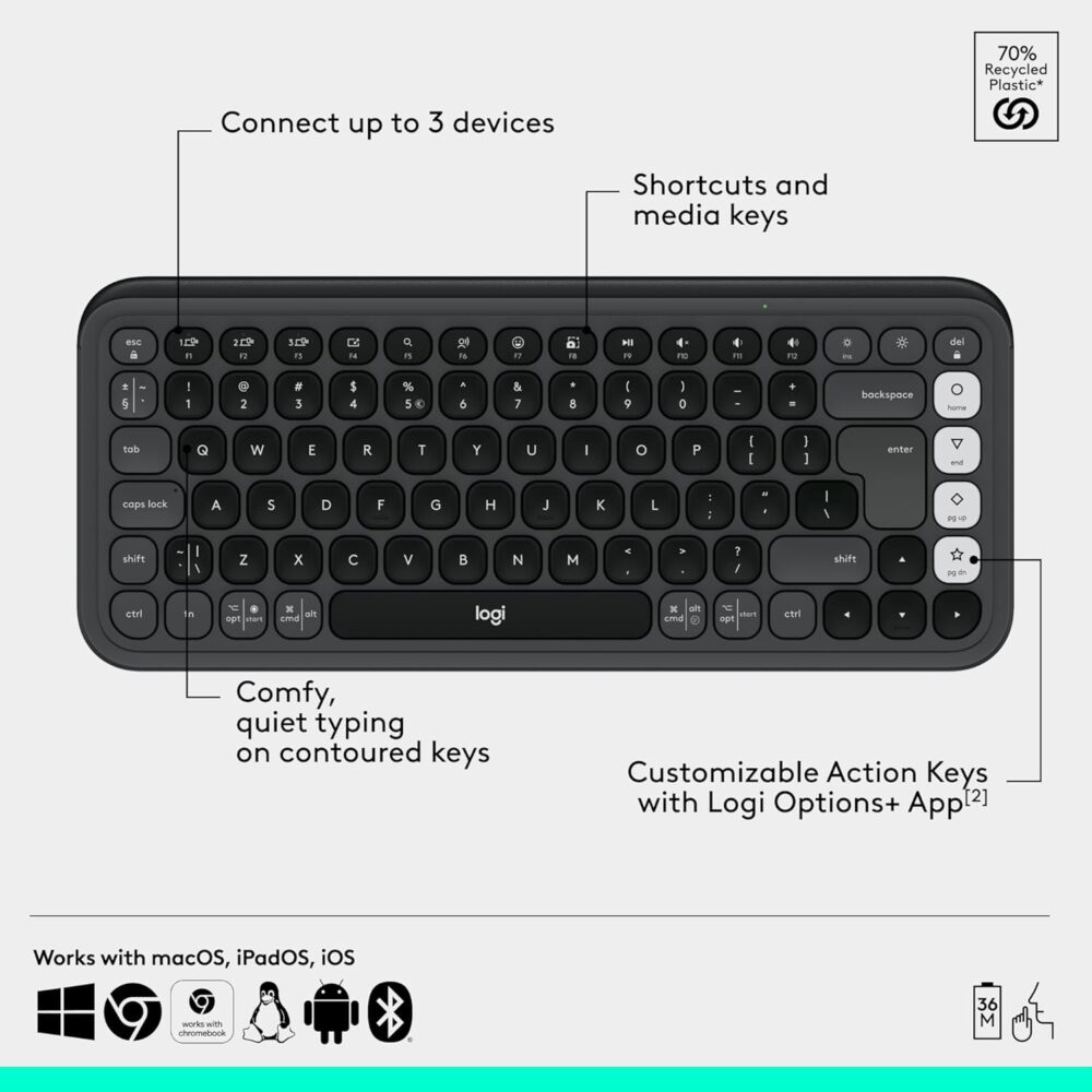 Teclado + mouse Logitech POP ICON COMBO Graphite - Imagen 5