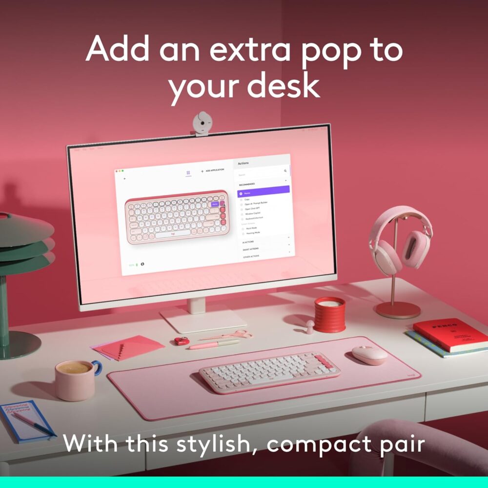 Teclado + Mouse Logitech POP ICON COMBO Rose - Imagen 8
