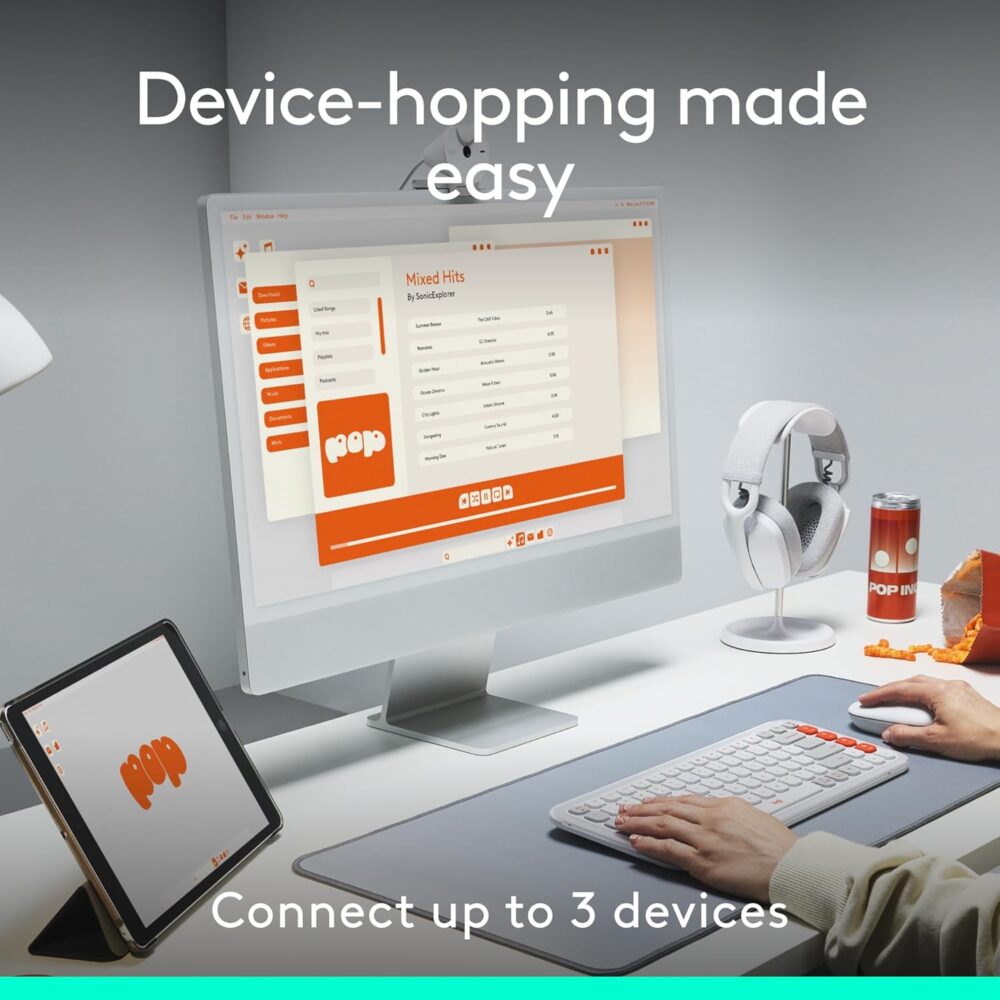 Teclado + Mouse Logitech POP ICON COMBO Off White - Imagen 2