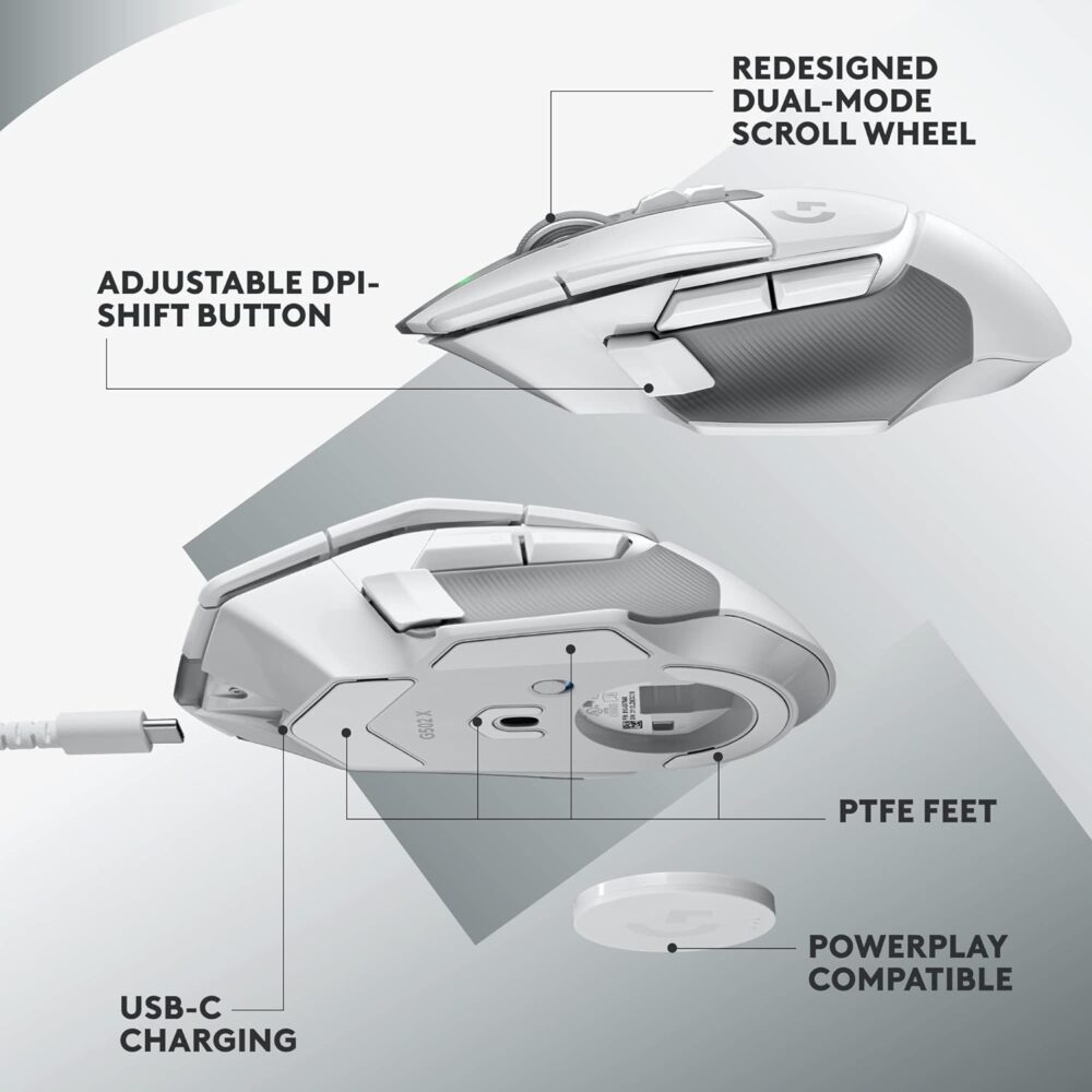 Mouse Logitech G502 X Hero 25K Dpi White (910-006144) - Imagen 6