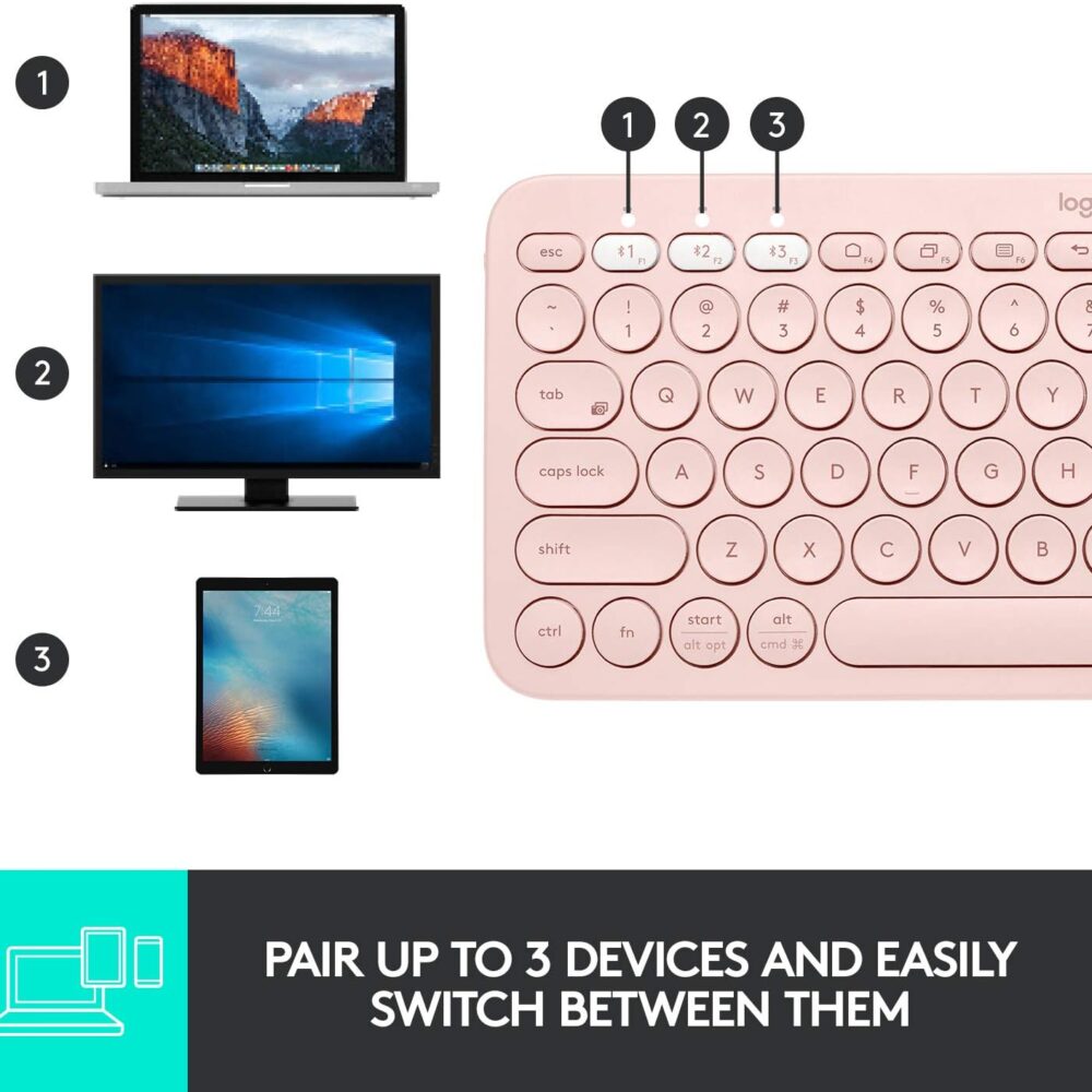 Teclado Logitech Pebble 2 K380S Bluetooth/Wireless Sp Rose (920-011785) - Imagen 4