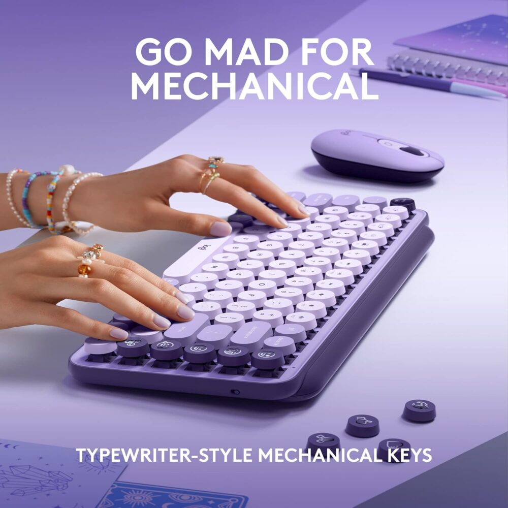 Teclado Logitech Pop Keys Multi-Device Wireless/Bt Cosmos Lavender Lilac (920-011519) - Imagen 5
