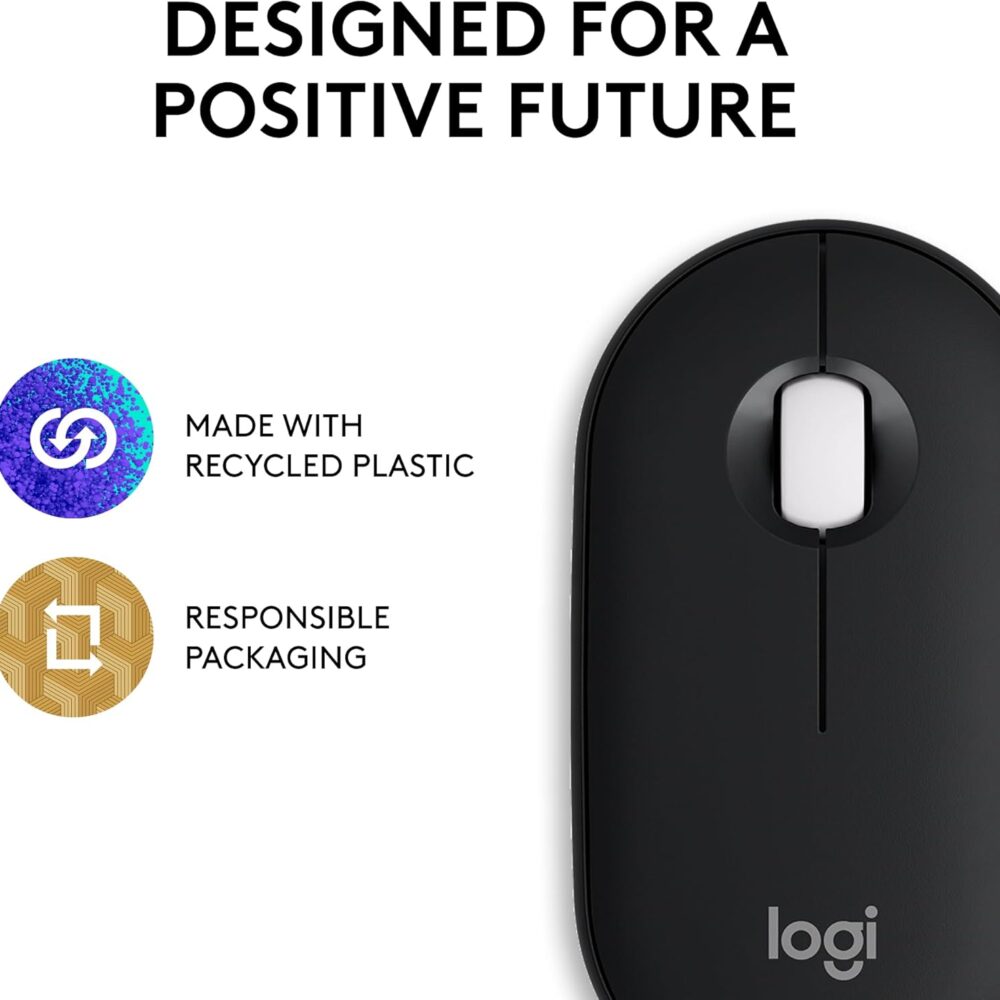 Mouse Logitech Pebble Mouse 2 M350s — Wireless Bluetooth / USB | Tonal Graphite (LAT) - Imagen 2