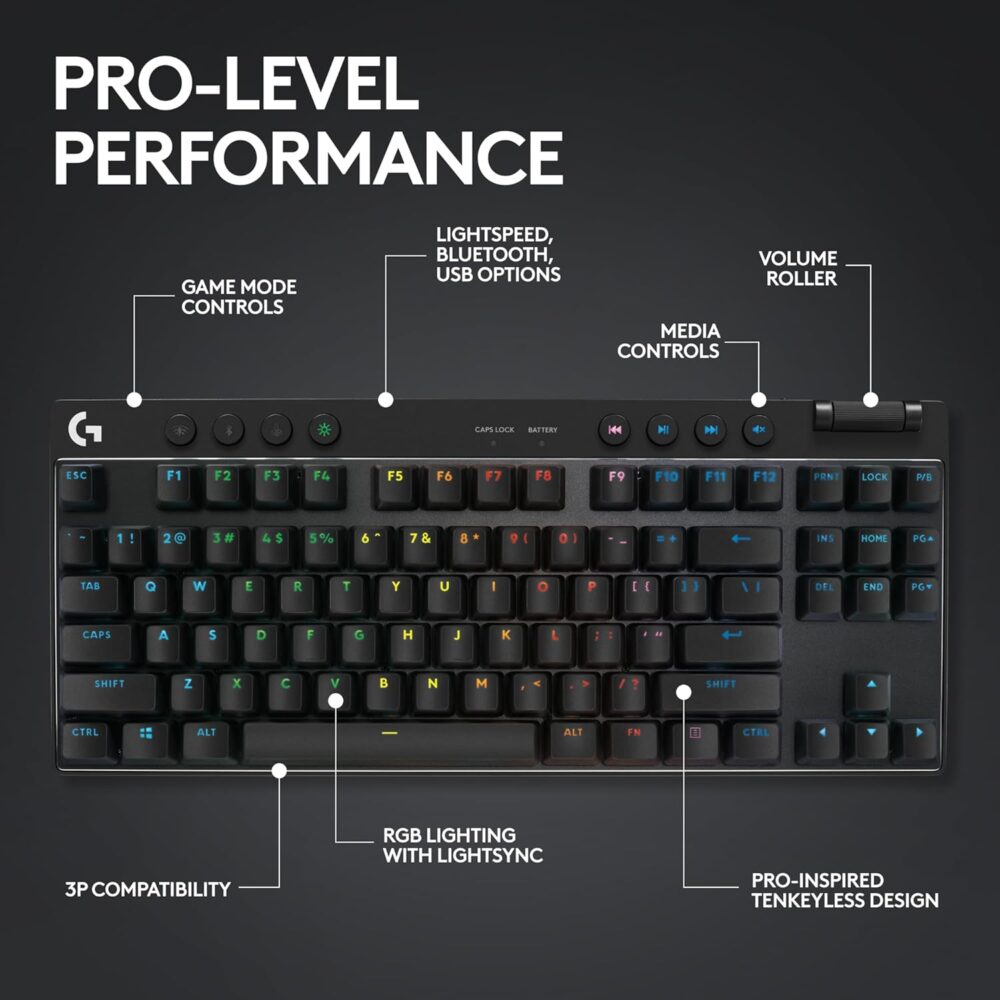 Teclados Gaming Logitech G PRO X TKL Lightspeed USB Black Inalambrio - Imagen 6