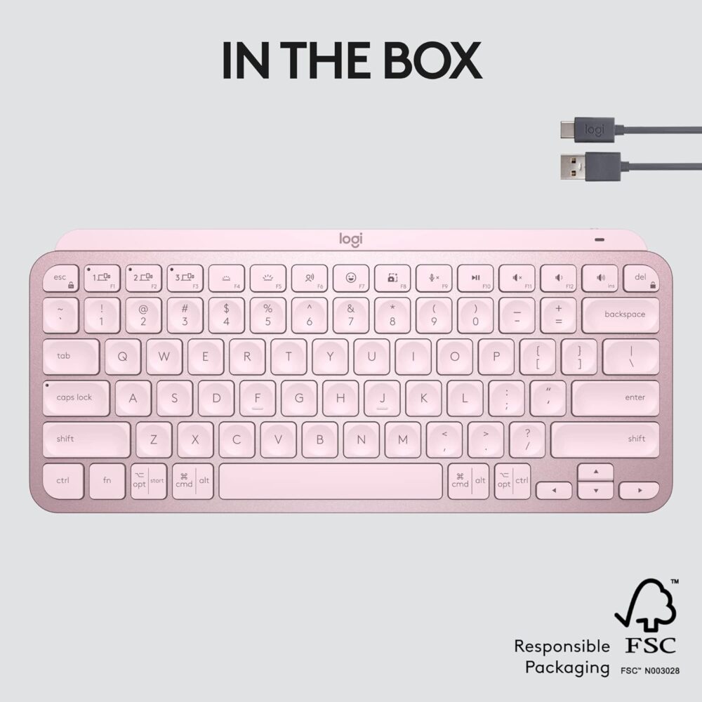 Teclado Logitech Mx Keys Mini Multi-Device Bt Iluminado Rose Sp (920-010478) - Imagen 2