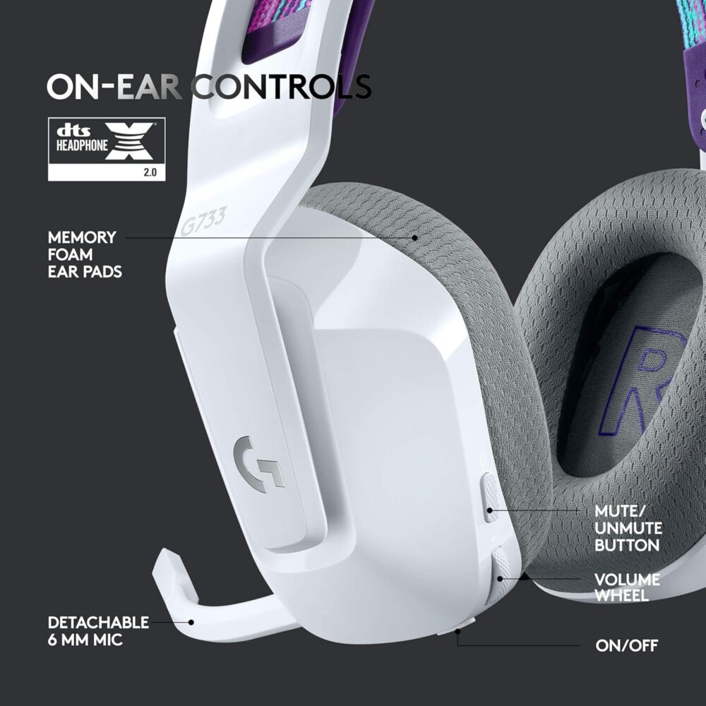 Audífono Gaming Logitech G733 LIGHTSPEED Inalámbrico Blanco - Imagen 5