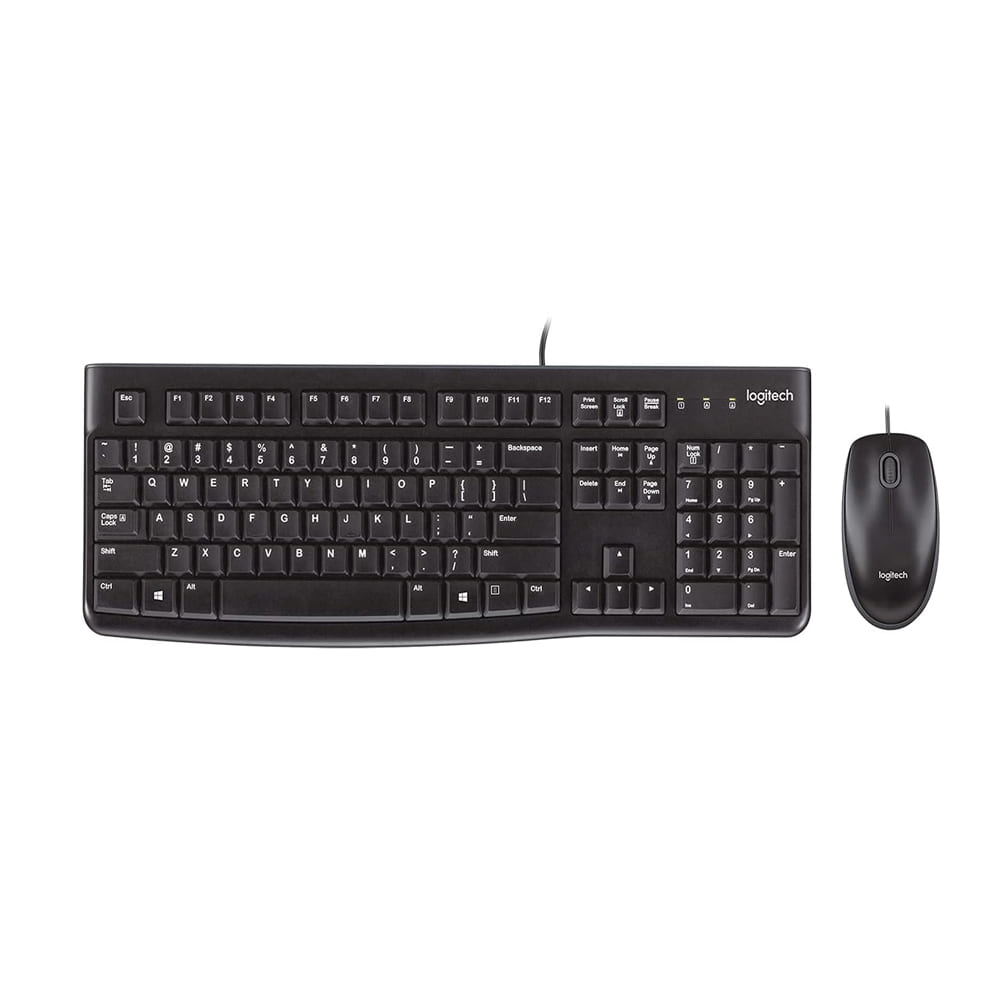 Kit Teclado y Mouse Logitech MK120, USB, Negro.