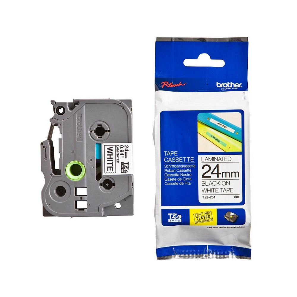 Cinta Brother TZE-251 PT-1090/2460/ 2730VP/80/9500PC Black On White (24mm)