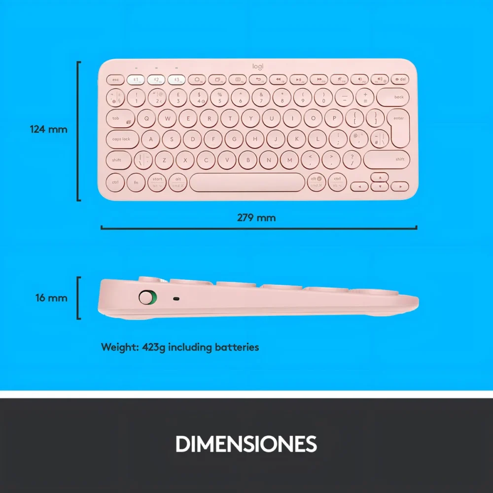 Teclado Logitech Pebble 2 K380s Bluetooth Inalámbrico Rose - Imagen 3