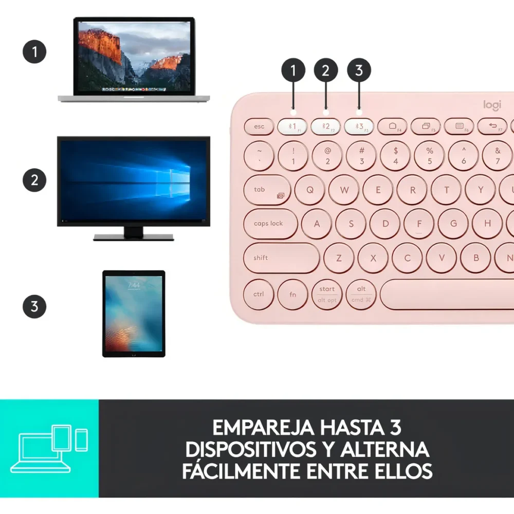 Teclado Logitech Pebble 2 K380s Bluetooth Inalámbrico Rose - Imagen 2