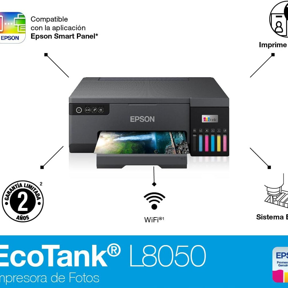 Impresora Fotografica Epson EcoTank L8050 Foto A4 Cd, Dvd, Pvc Color Negro - Imagen 3
