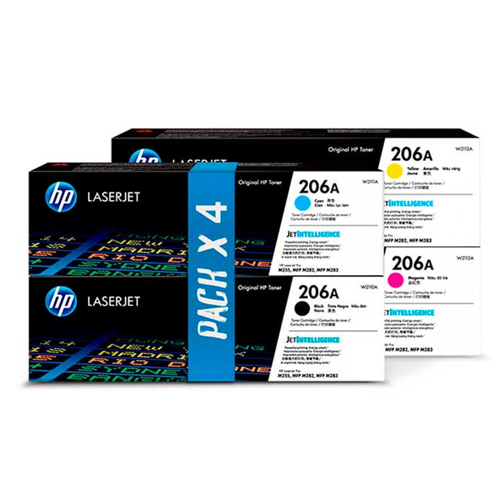 Kit Toner HP 206A Yellow, Magenta, Cyan y Black Original