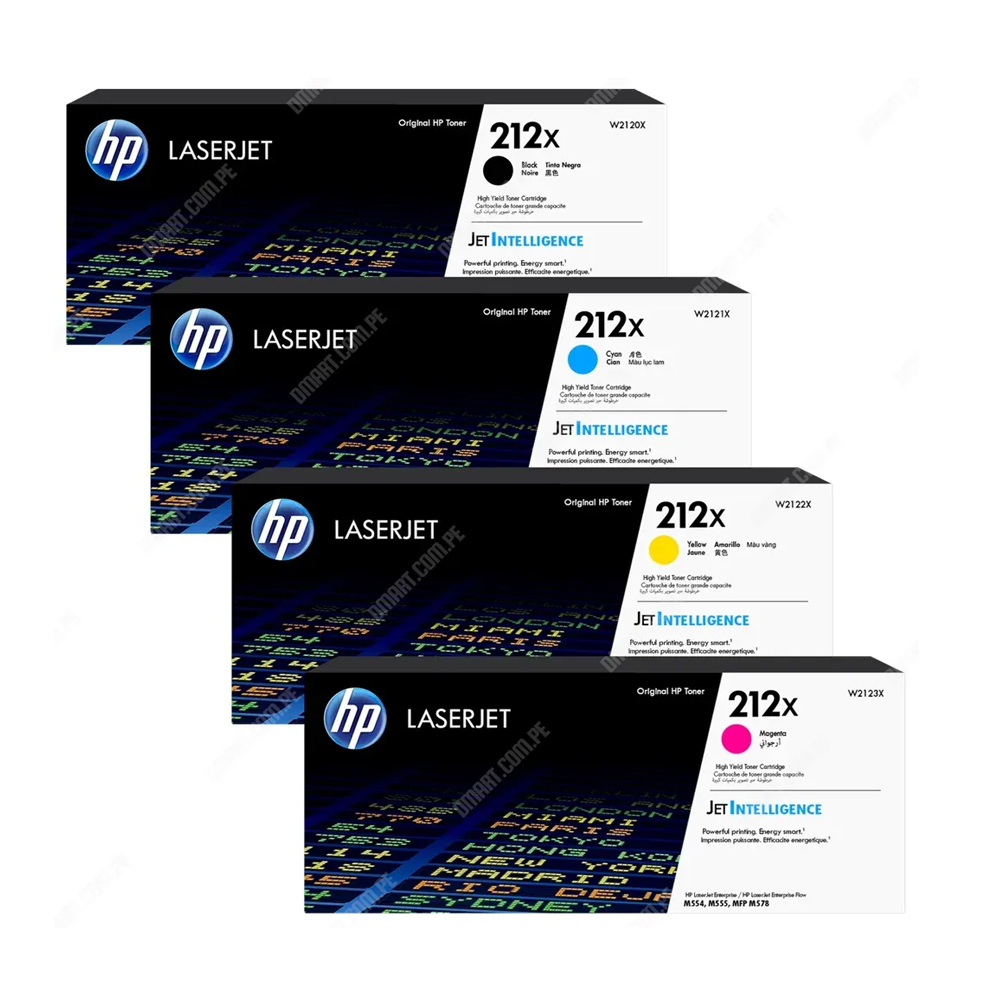 Kit de Toner HP 212X CMYK Pack 4 Colores LaserJet M554/M555/M578