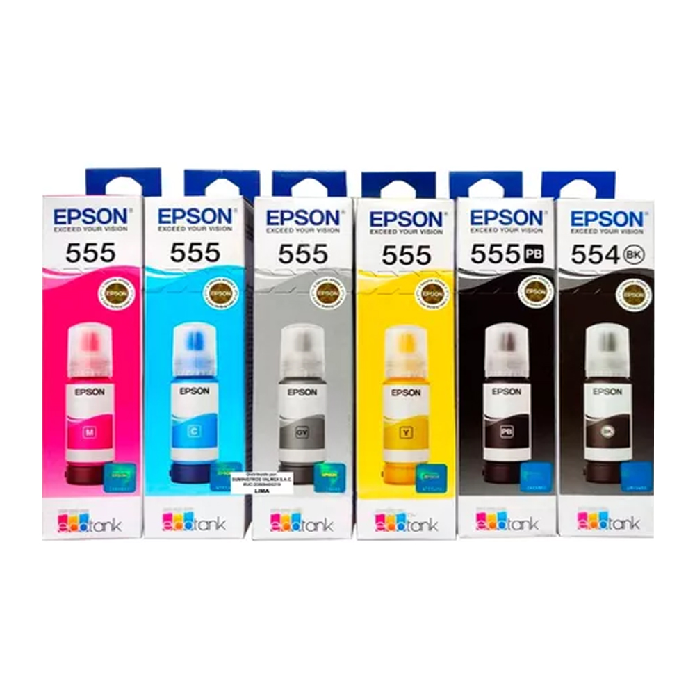 Kit de Tintas Epson T554 y T555 l8160, l8180 70ml.