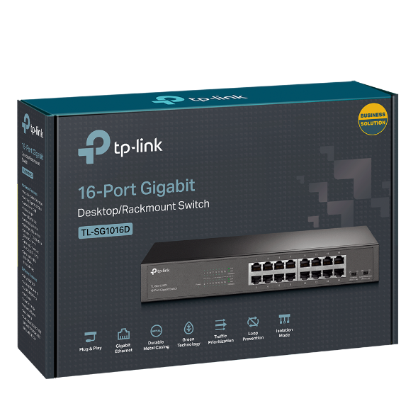 Switch TP-Link 16 Port TL-SG1016D 10/100/1000 Mbps Gigabit Metal