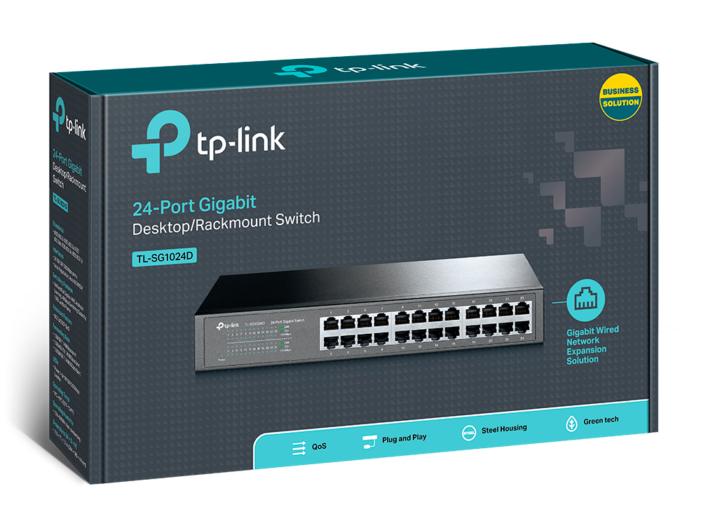 Switch TP-Link 24 Port TL-SG1024D 10/100/1000 Mbps Gigabit para escritorio / montaje en rack