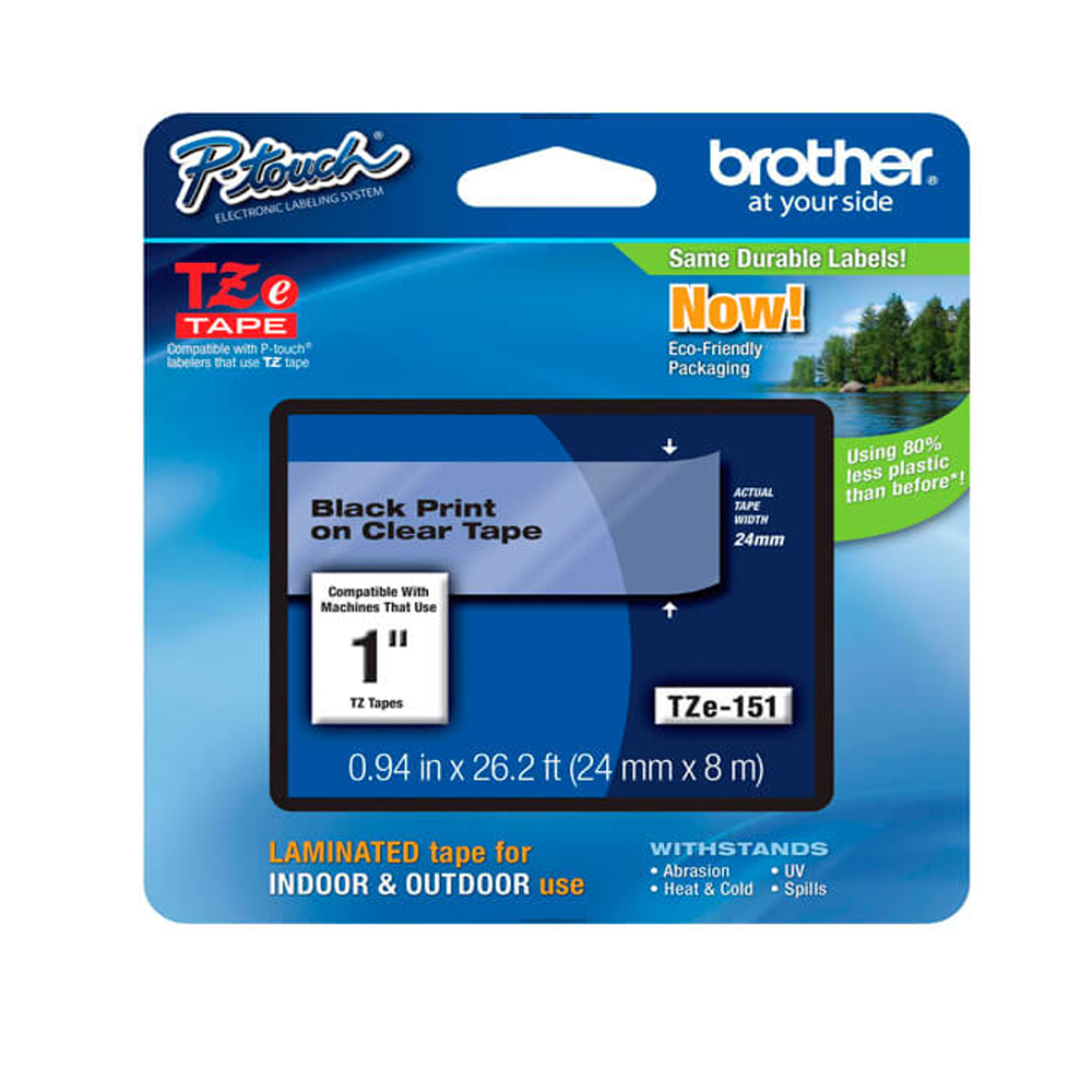 Cinta Brother Tze-151 Black On Clear 1" (24 Mm) - Imagen 1