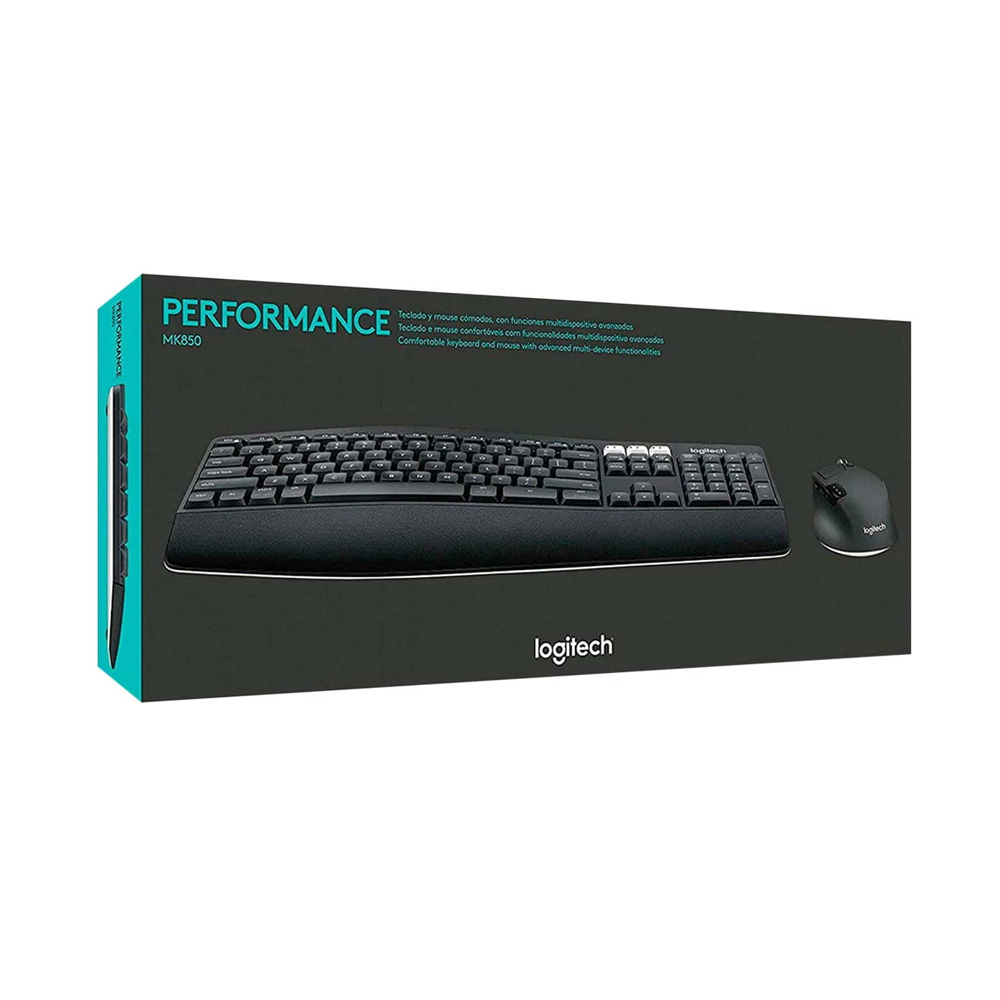 Teclado Logitech + Mouse MK850 Wireless USB Black Combo Inalámbrico Ergonómico