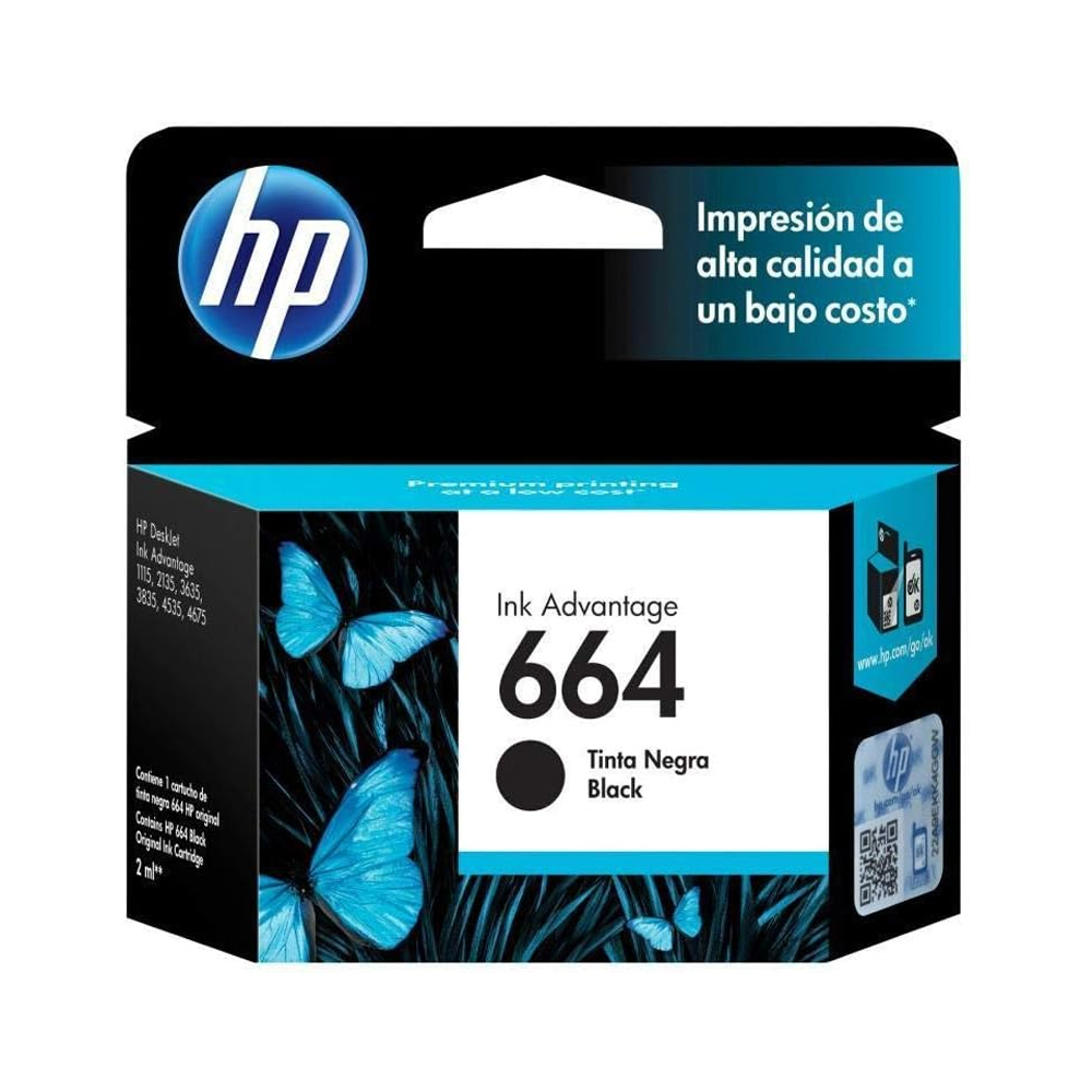 Tinta Hp F6V29Al (664) Negro 120 Pgs