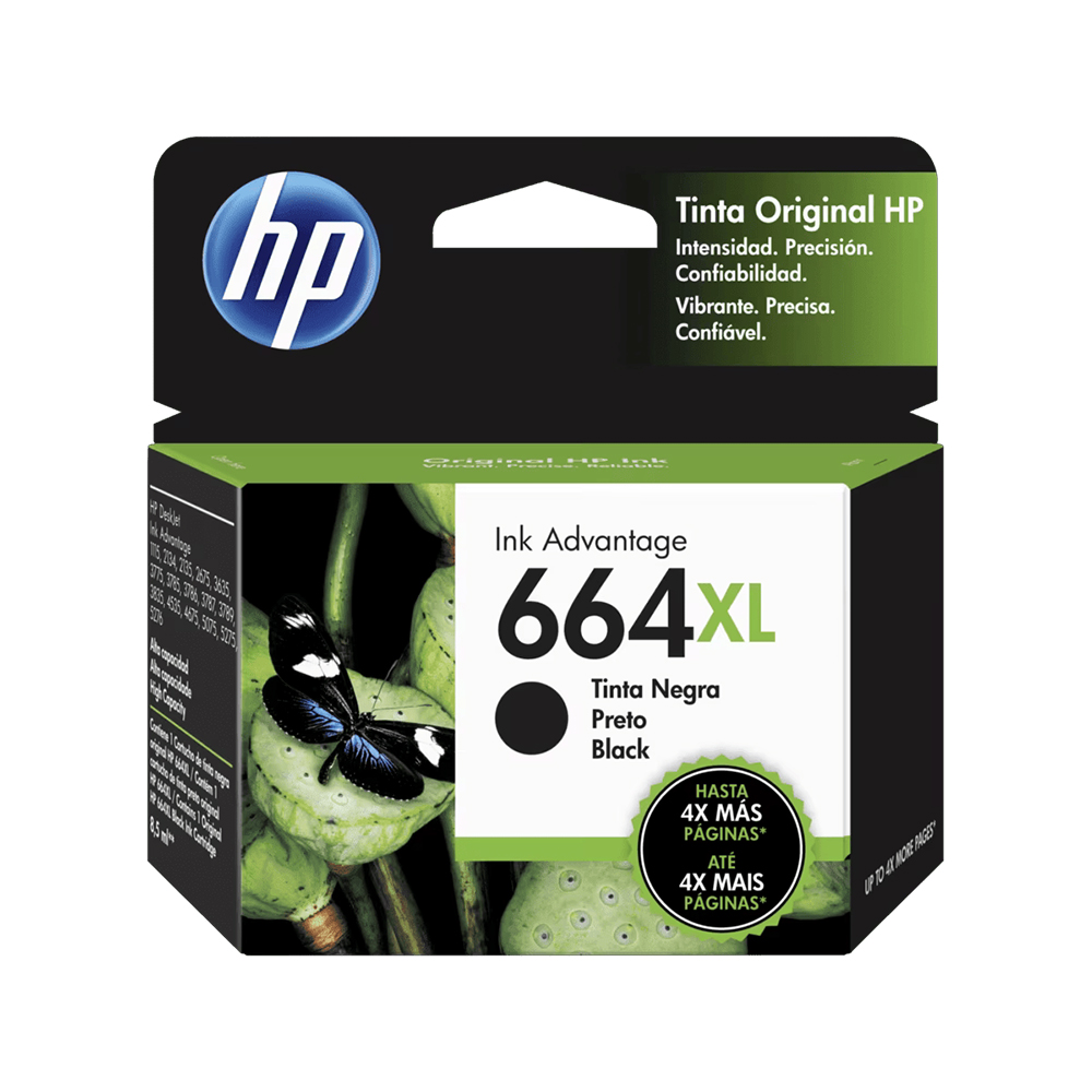 Tinta Hp F6V31Al (664Xl) Negro 480 Pgs