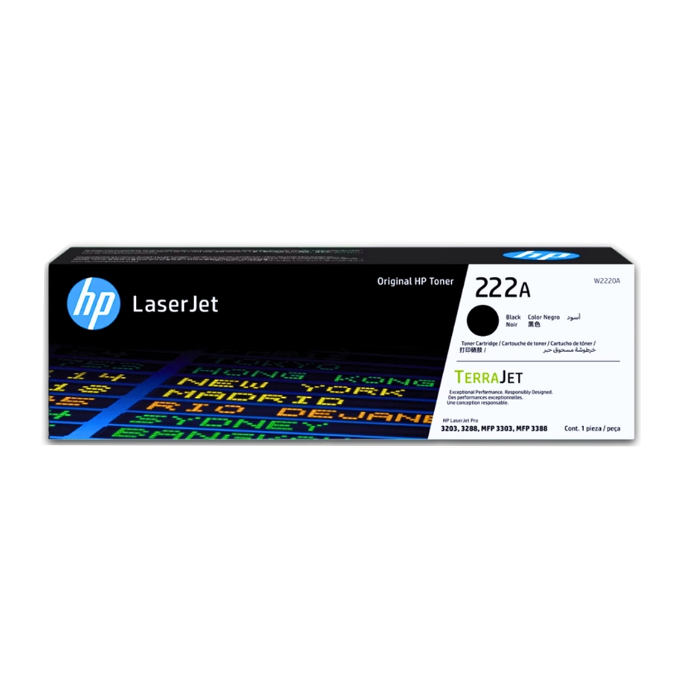 Toner HP 222A Negro W2220A Original 1.3K Páginas para LaserJet 3201, 3303, 3388
