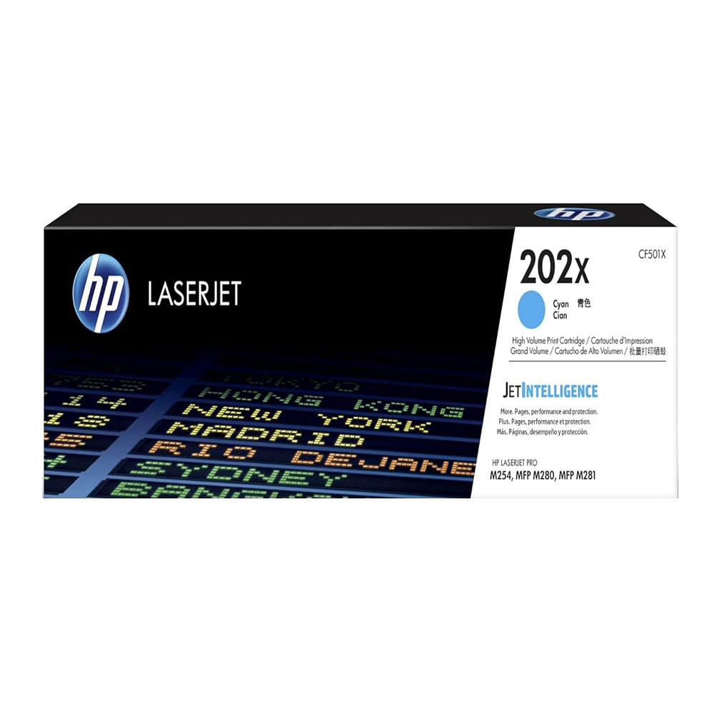 Toner HP 202X Cian (CF501X) LaserJet M254/M281 2500 Pag.