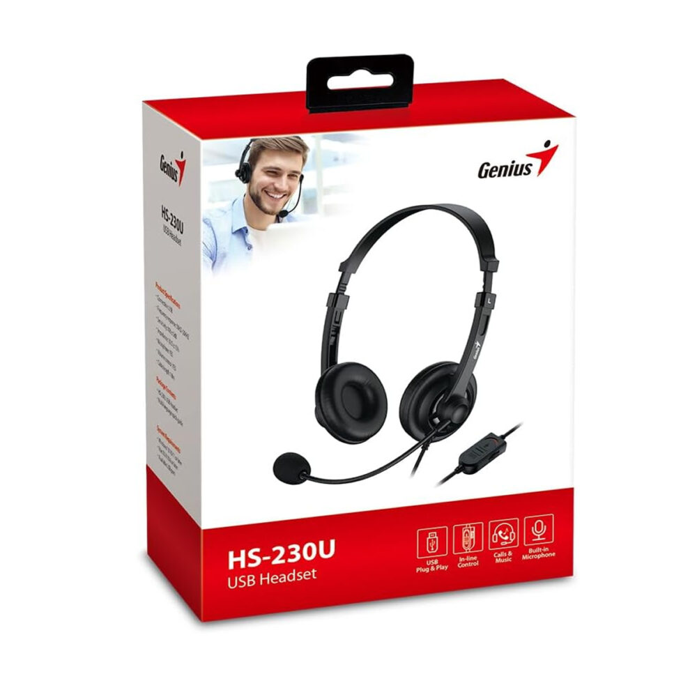 Audífonos Genius HS-230U USB para Oficina y Clases Virtuales