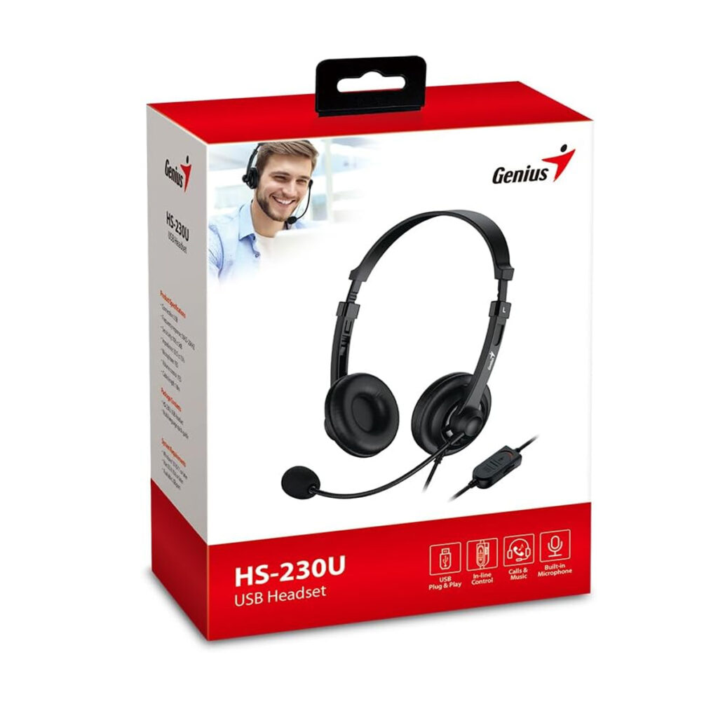 Audífonos Genius HS-230U USB para Oficina y Clases Virtuales