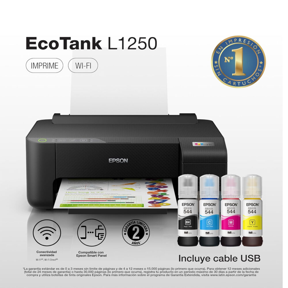 Impresora Epson EcoTank L1250 WiFi de Tinta Continua - Imagen 2
