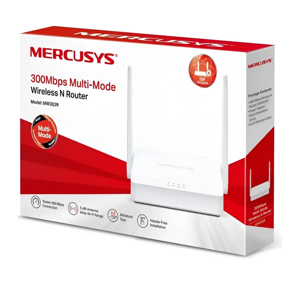 ROUTER MERCUSYS MW302R 300MBPS N MULTIMODO 2 ANTENAS