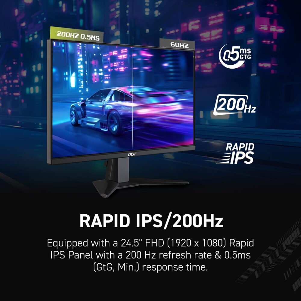 MSI MAG 255F E20 24.5″ FHD 200Hz 0.5ms Rapid IPS | Monitor Gamer - Imagen 6