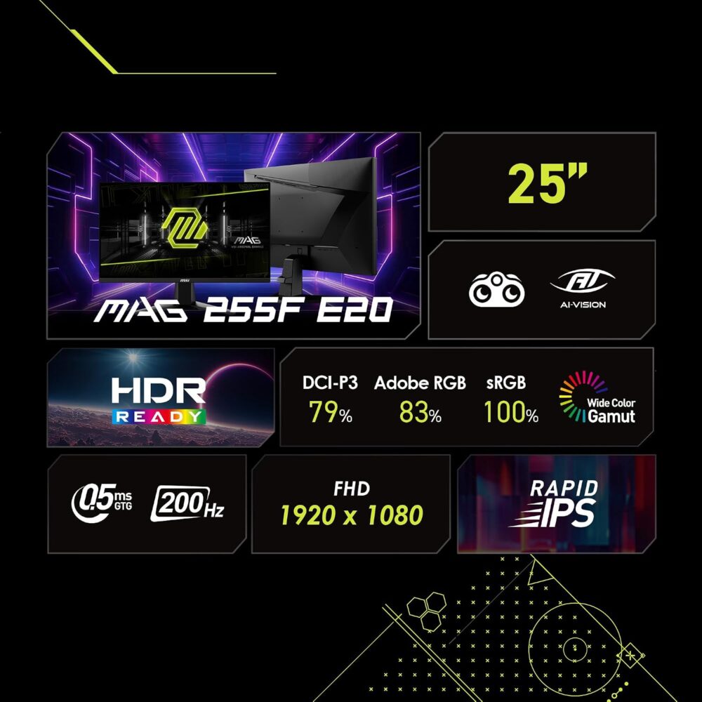 MSI MAG 255F E20 24.5″ FHD 200Hz 0.5ms Rapid IPS | Monitor Gamer - Imagen 7
