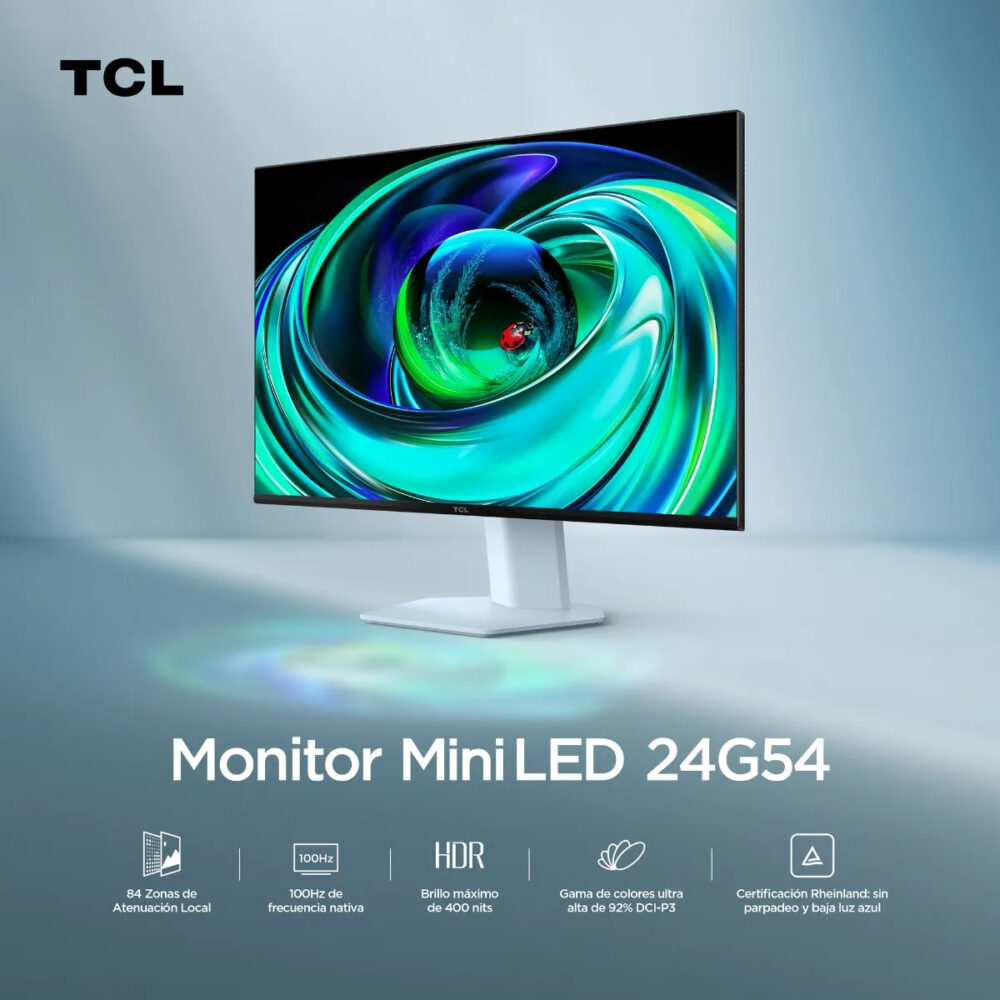 Monitor TCL 24G54 FHD Mini LED 100Hz White - Imagen 5
