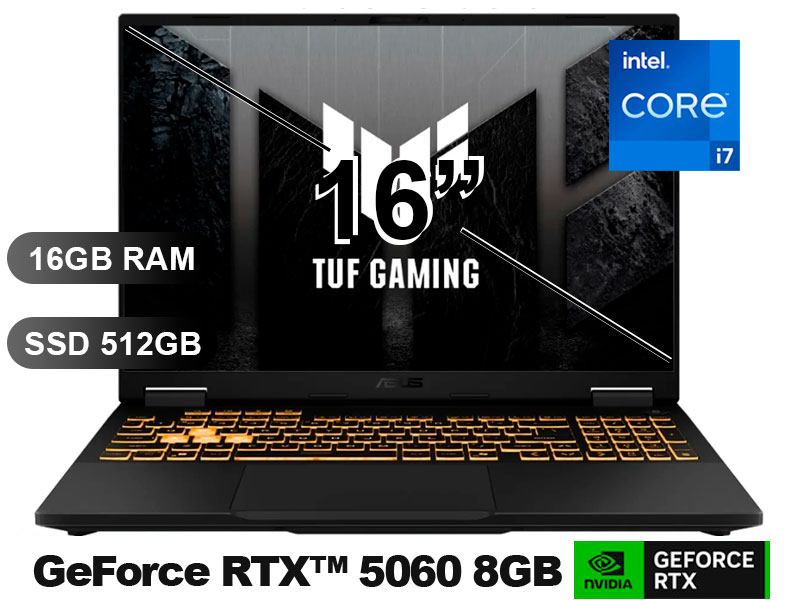 LAPTOP GAMING ASUS TUF FX608JMR-RV352 I7-14650HX/ 16GB/ SSD512GB/ RTX5060-8GB/ 16/ FREE