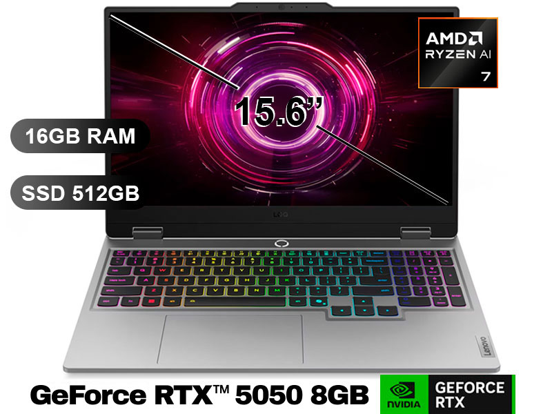 Laptop Gamer Lenovo Loq 15Aph10 Amd Ryzen 7 250 16Gb 512Gb Ssd Rtx 5050 15.6&Quot; Freedos