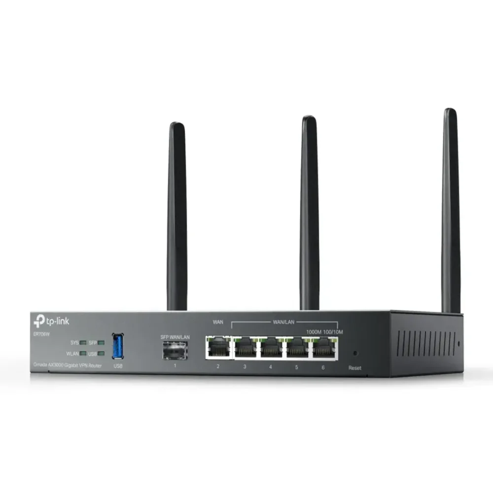 TP-Link Omada ER706W Router VPN WiFi 6 AX3000, SFP Gigabit, 5× Gigabit WAN/LAN, USB 3.0 - Imagen 3