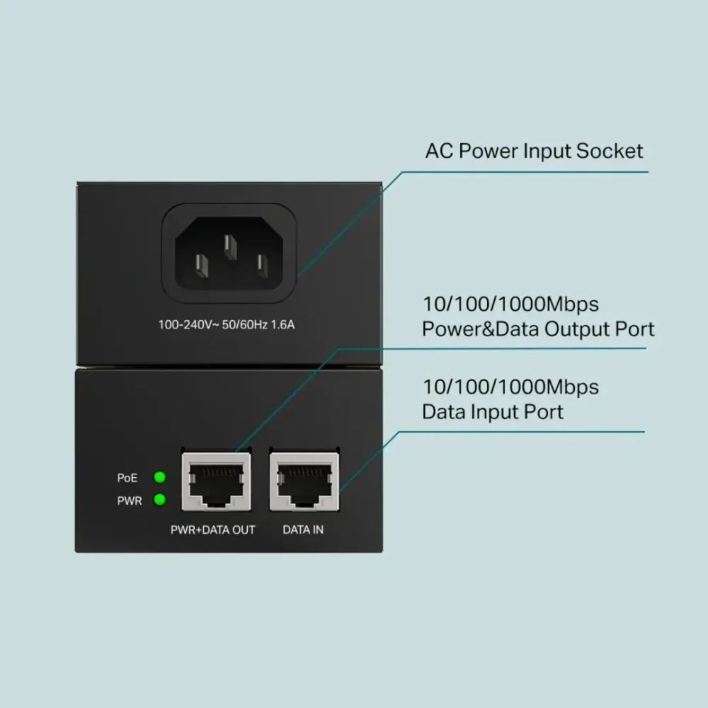 TP-Link Omada POE170S Inyector PoE++ Gigabit 60W IEEE 802.3af/at/bt - Imagen 4
